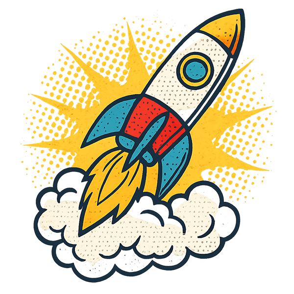 Illustration of a rocket launching to represent fast LinkedIn growth