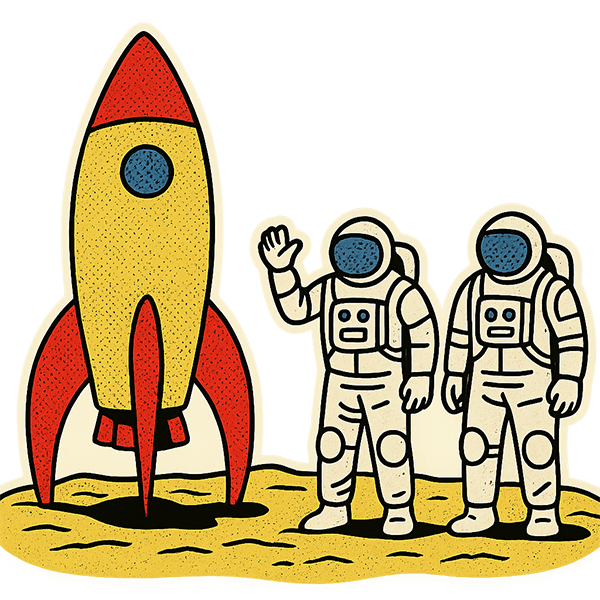 Rocket ship illustration symbolizing LinkedIn growth and outreach success