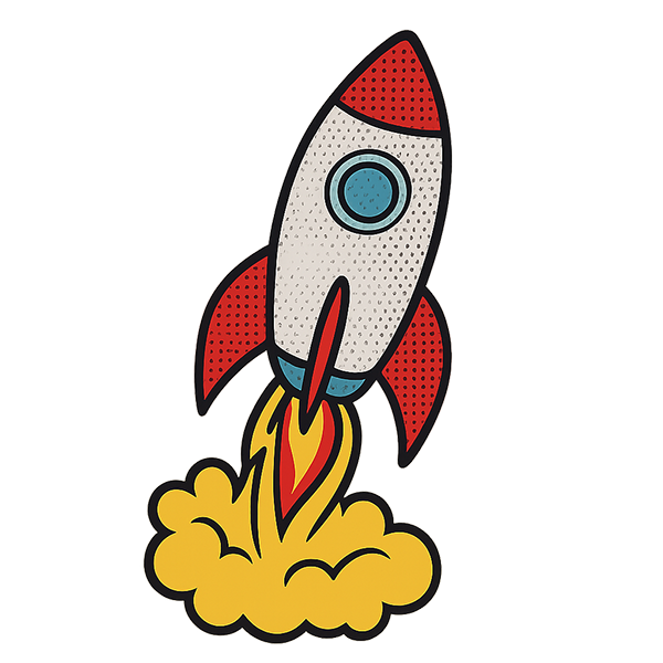 Illustration of a spaceship representing SaaS business growth